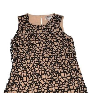 Neiman Marcus X Gela Rose Tan & Black Floral Embroidered Sleeveless Dress XS
